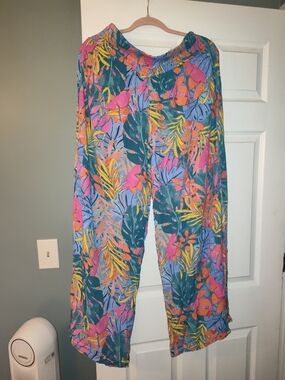 Women's Tropical Print Wide-Leg Pants - Multicolor